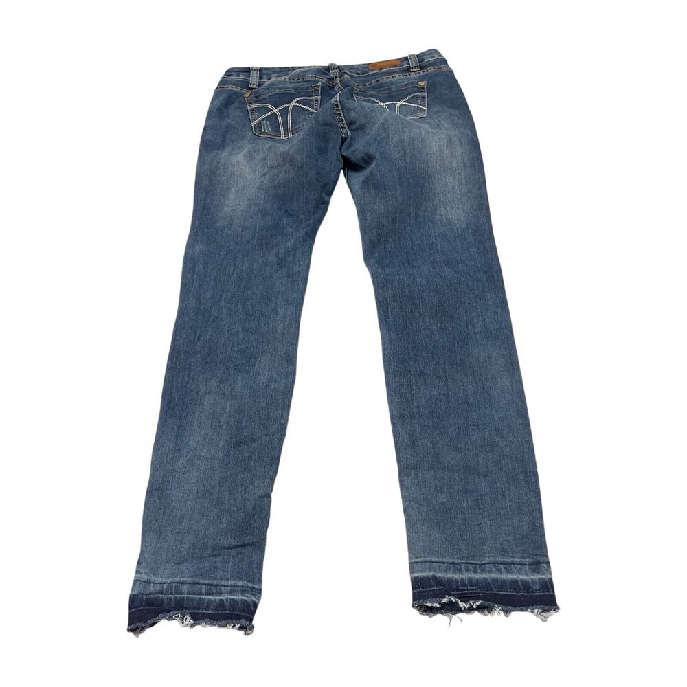 American Blue Jeans Girls 13 Denim Cotton Stretch Mid-Rise Hipster Frayed Hem - Picture 3 of 9
